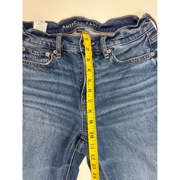 American Eagle Strigid High Rise Straight Crop Jeans Frayed Hem Womens - Picture 5 of 8